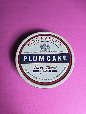 Mac Baren's Plumcake Navy Blend Aromatic Regular Tobacco Tin PLUM CAKE Empty VTG
