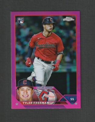 2023 Topps Chrome Tyler Freeman RC Pink Refractor #16 Cleveland Guardians