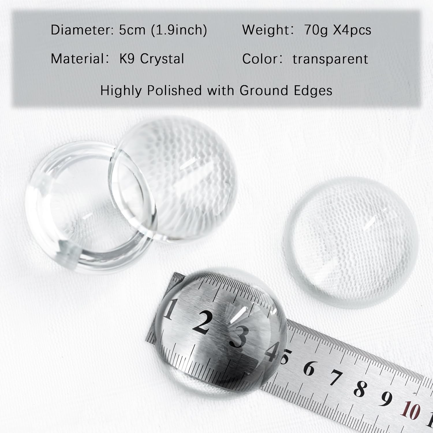 QFkris 4Pcs 1.9inch Crystal Dome Magnifying Paperweight, Clear Distortion-Free O