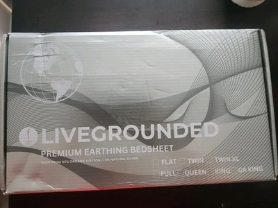 NEW IN BOX Live Grounded Premium Earthing Bedsheet Queen Fitted Sheet Off White