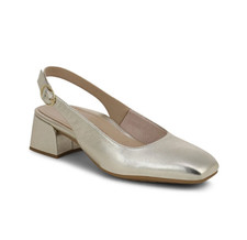 VIONIC Reyes Slingback Block Heel, Gold Leather Authentic 