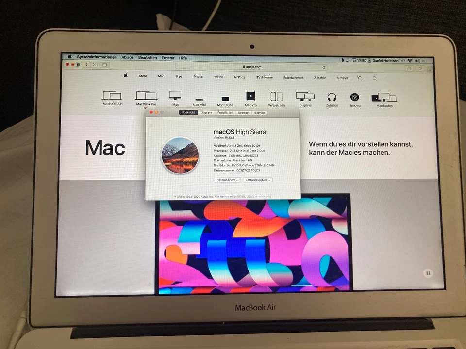 MacBook Air 2,13 GHz Intel Core 2 Duo 256GB SSD, 4GB (Ende 2010) - funktioniert - Bild 2 von 3