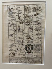 1675 Ogilby Double-Sided Map ? Worcester & Leominster Routes, Hand-Coloured 