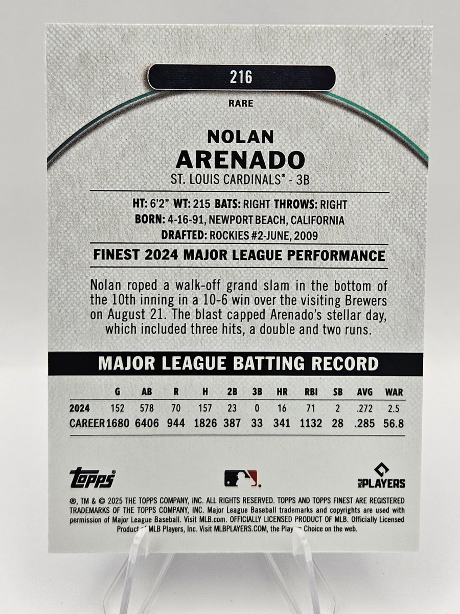 2025 Topps Finest Nolan Arenado Blue Refractor /150 RARE 216 St 