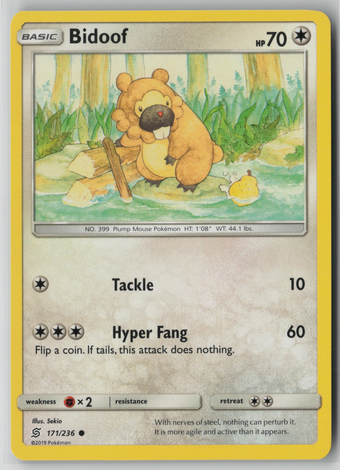 Bidoof 171/236 Pokemon Unified Minds Common Near Mint Card (NM) 2