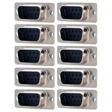 10 Pcs DB9 D-SUB 9-Pin Male Crimp Pin Connector Assembly Solder Type Cup Socket