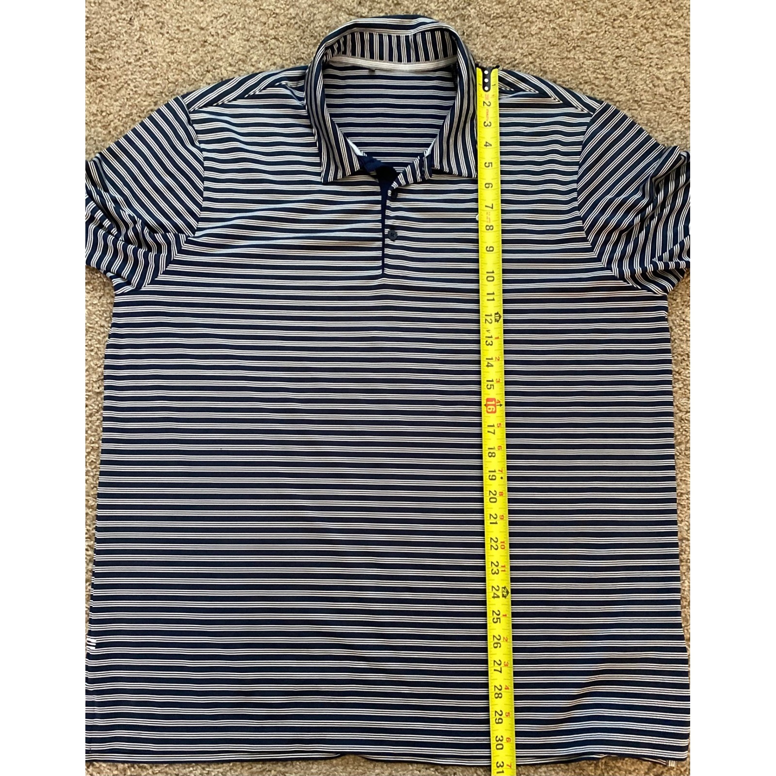 Adidas Golf Polo Shirt Mens XL Navy Blue White Striped Horse Logo thumbnail 9
