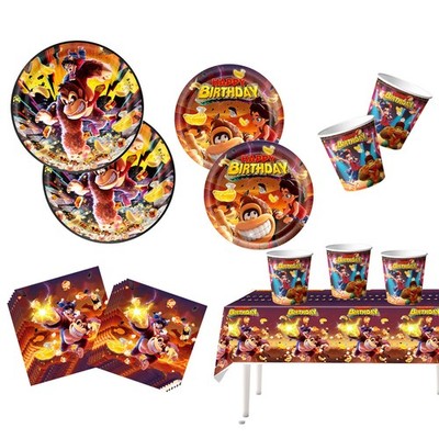 Donkey Kong Bananza Party Supplies Tableware Set Plates Cups Tablecloth Napkins