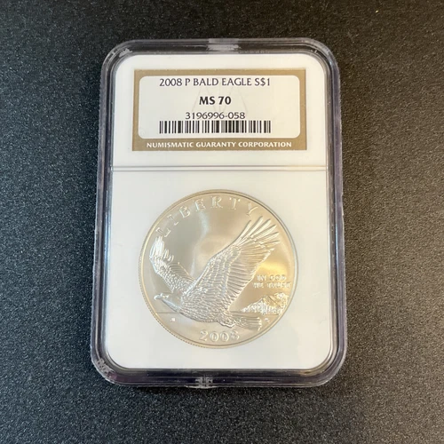 2008 P Bald Eagle $1 MS70 NGC Silver $1 High Grade 3196996-058