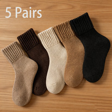 5 Pairs Womens Cozy Winter Fluffy Socks Warm Thick Mid Calf Soft Socks