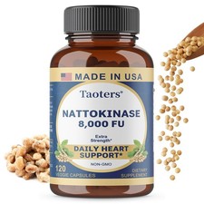 Nattokinase 8000 FU Capsules Supports Cardiovascular Blood Flow Health 30-120 CT