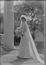 Photo:Mrs David Le Breton Portrait Bride 1912 1913 Wedding Gown Bouquet