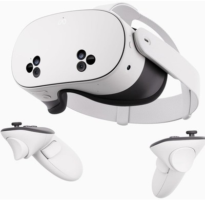 Meta Quest 3 Standalone VR Headset, White Plastic, with Controllers, VR Device