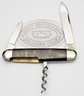 Antique BRUCKMANN SOLINGEN Bartender s Knife - Horn Handles - Nice MINT Knife