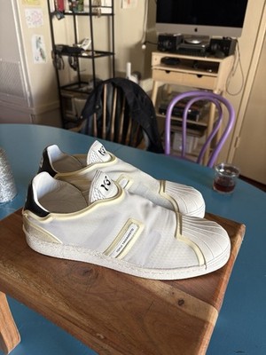 Y-3 Yohji Yamamoto x Adidas Superstar White Slip-on Sneakers. Pre Owned. EXCELNT