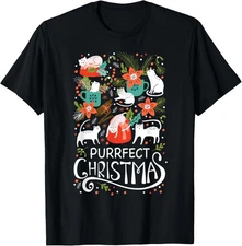 Cute Purrfect Christmas Cat Xmas Tshirt Cat Lover Gift Men Women Kids T-Shirt