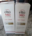 2x Elta MD UV Clear Broad spectrum Facial Sunscreen SPF46 1.7oz Exp  3/2028