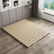 Foldable Floor Bed Frame, Breathable Wooden Roll-Up Slats Base for Japanese