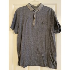 Ted Baker London Mens Navy Textured Polo Shirt Size 7 XXL Gingham Trim REESKEP