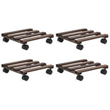 4x Plant Rollers Cedar Wood 25x25cm Pot Stand Carrier Planter Dollies vidaXL