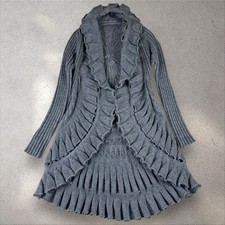 Y2K Ruffled Duster Cardigan Whimsigoth Woodland Fairy Witchy Goth Boho Sz S/M