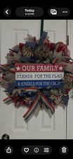 Patriotic Red White Blue 24 Mesh Wreath Door ...