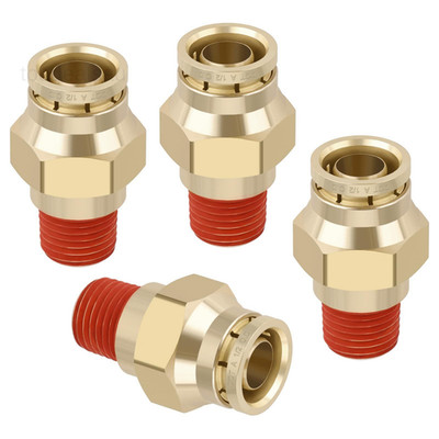1/2'' Quick Push to Connect Fittings 1/2''OD × 1/4''NPT Thread, Gold