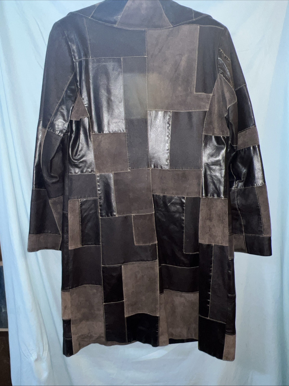Brandon Thomas Leather Patchwork Jacket Trench Co… - image 5