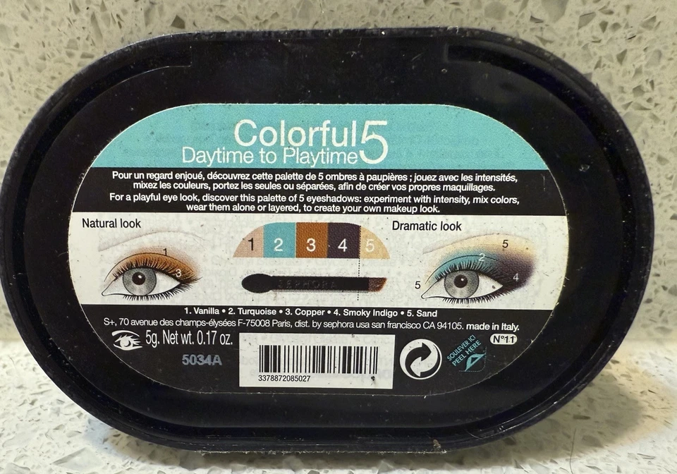 COLECCIÓN SEPHORA COLORIDA PALETA DE 5 SOMBRAS DE OJOS # 11 DÍA PARA JUGAR SELLADA Foto 3 de 3