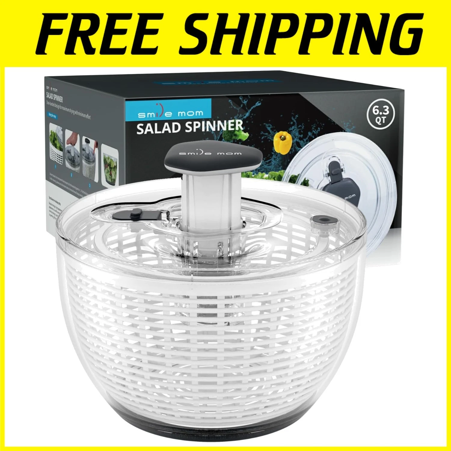 Large Salad Spinner with Transparent Design