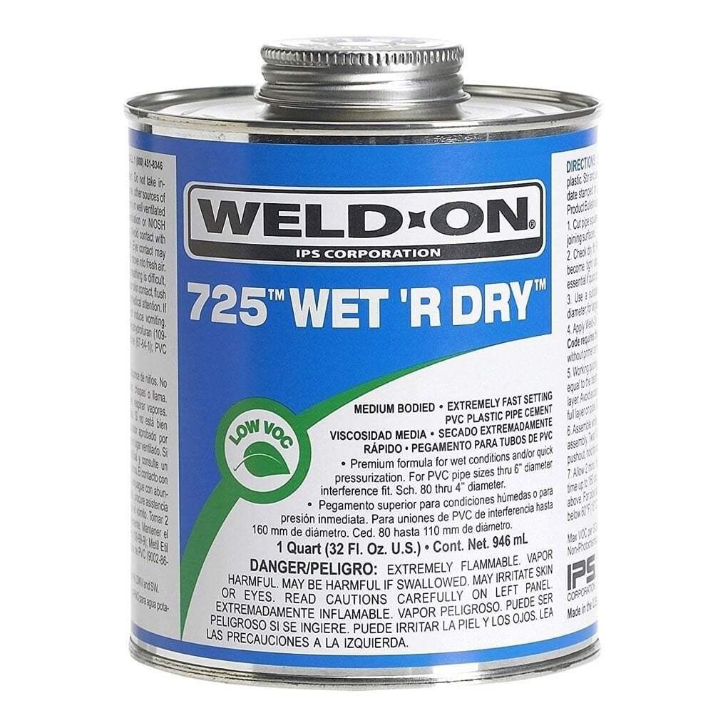 Weld-On 725 Wet R Dry PVC Pipe Solvent Cement