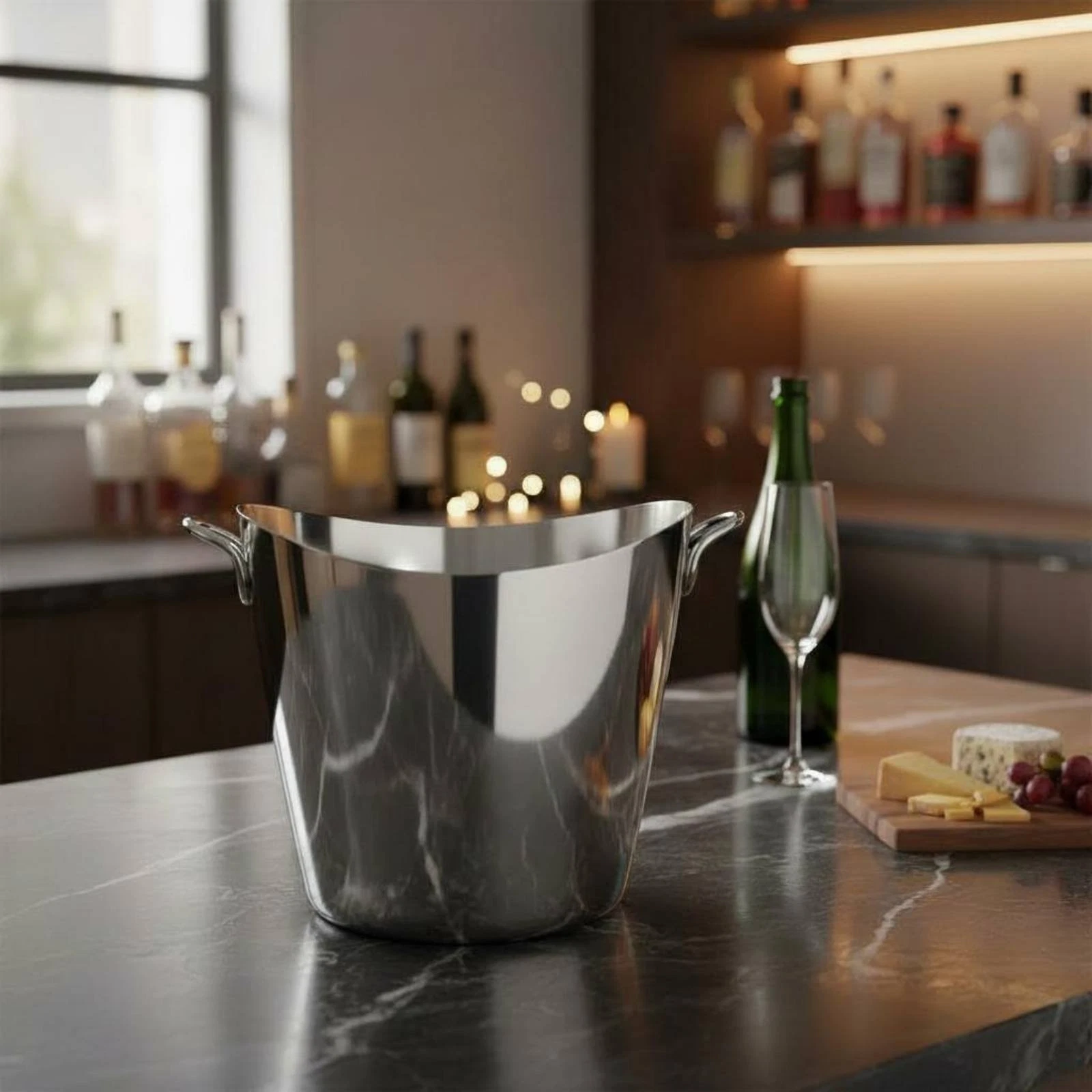 Stainless Steel Ice Vessel High-End Design Modern Beverage Tub With Handles