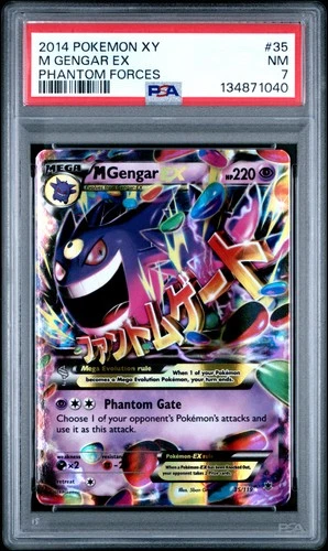 2014 POKEMON XY PHANTOM FORCES #35 M GENGAR EX PSA 7