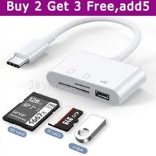 3 in 1 USB C SD Card Reader Adapter, Compatible with iPad, Mac, iPhone, Samsung