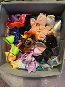 Girls Fabric Hair Bows Lot, Multicolor Assorted Solid, Holiday 25+ included