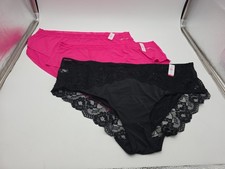3pr NWT Ashley Stewart Plus Panties Sz 30/32 5X Hot Pink Lacy Black 036