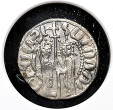 ARMENIA. Hetoum I, with Zabel. 1226-1270. Silver Tram, NGC MS61