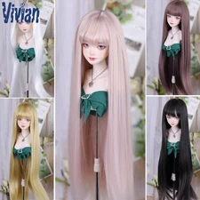 BJD Dolls Long Straight Hair Wig Bangs for 1/3 1/4 1/6  Doll DIY Wigs