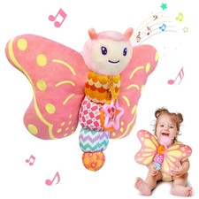 Baby Toys 0-6 Months,Infant Musical Sensory Stuffed Animal with Squeaker,Rattle,