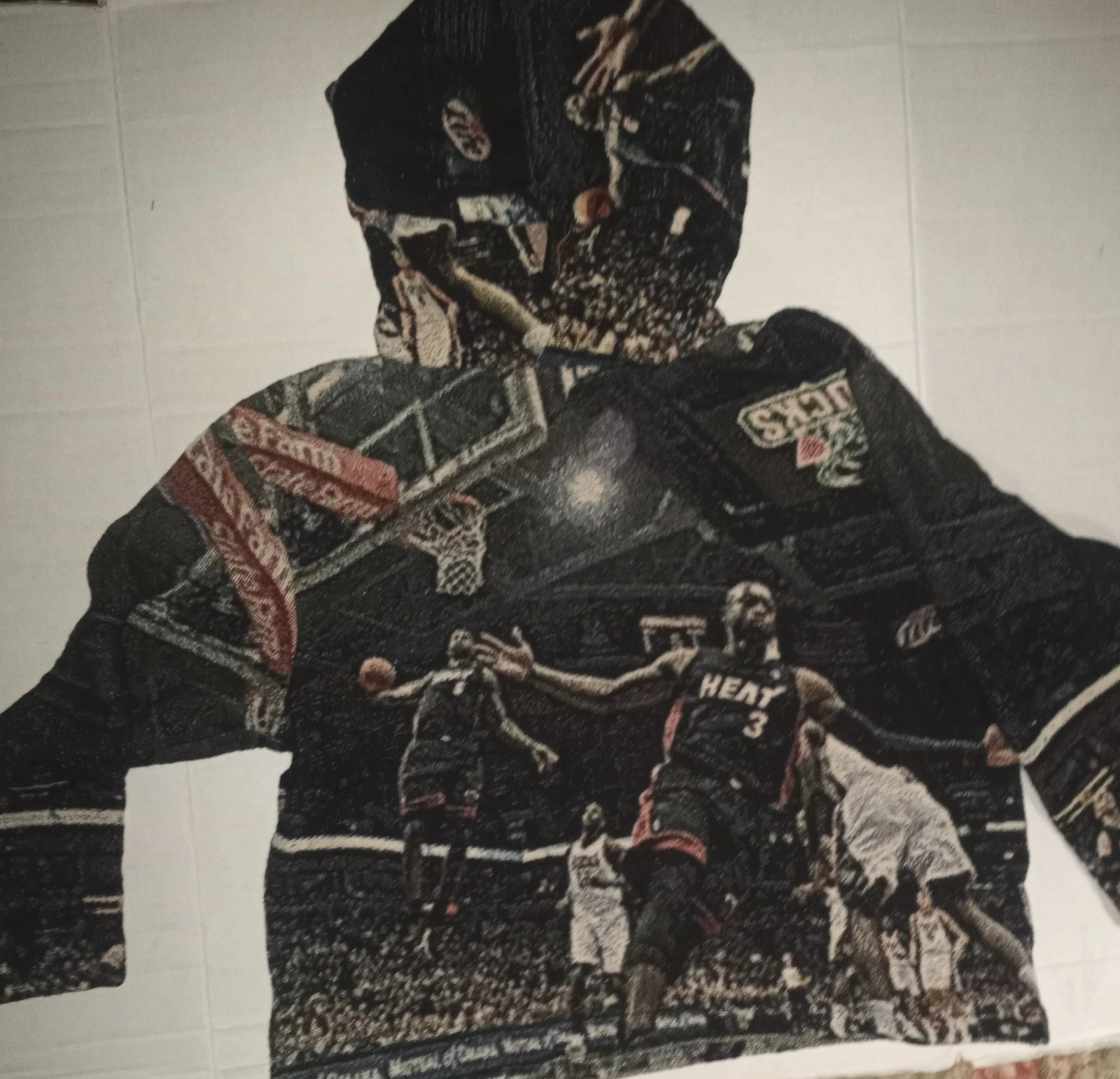 SKYCO Tapestry Hoodie Fabric Art Miami Heat Dwayne Wade Shirt Jacket RARE
