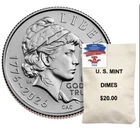 Semiquincentennial Dime 2026 Rolls and Bags Emerging Liberty 200 Coin Bag NEW