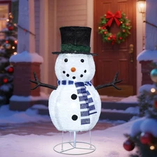 31.5 Inch Lighted Snowman Christmas Decorations, 45 LED Pre-Lit Light up Snow...