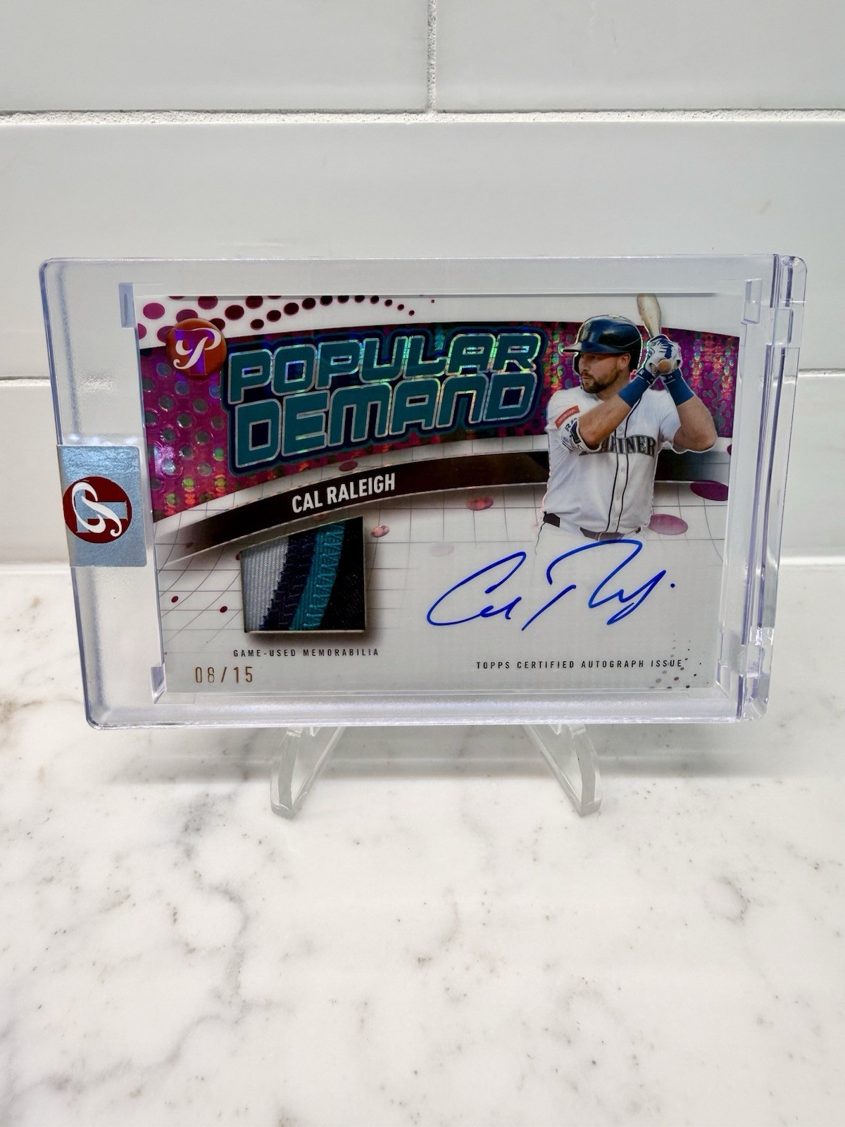 2026 Topps Pristine Cal Raleigh Popular Demand /15 PINK SSP GAME USED Patch Auto