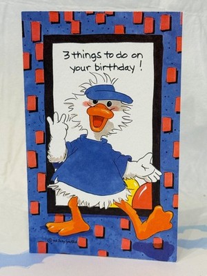 Vintage 1996 Suzy's Zoo ''Three Things To Do On Your Birthday!'' Greeting Card
