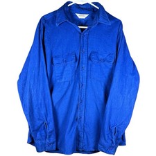 Vintage Five Brother Shirt Mens Flannel Solid Blue Heavy USA Made Large