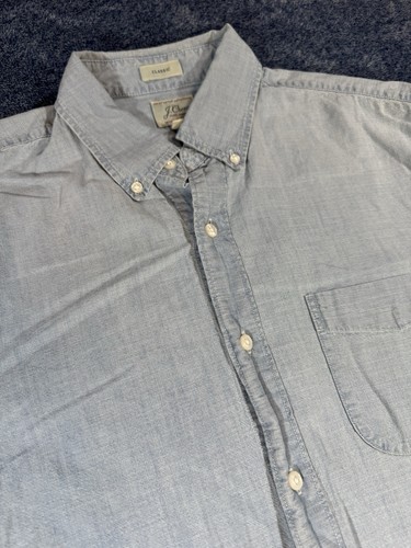 J.Crew Camicia Uomo Chambray Classica L/S Bottoni Blu Medio Rivisitata