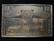 RC03101 VINTAGE 1970s  GENUINE BUDWEISER LAGER BEER  ADVERTISEMENT BELT BUCKLE