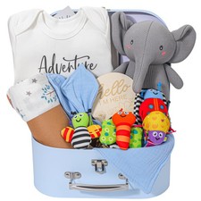 Baby Boy Gifts for Baby Shower, 11pcs Newborn Essential Basket Includes Newborn