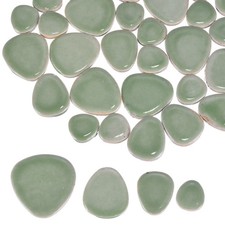 200g Pebble Ceramic Mosaic Tiles for Crafts Ceramic Tiles Pieces, Bright Green