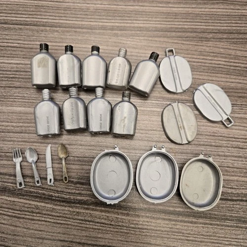 Vintage GI Joe 1960’s Action Soldier Mess Kit, Utensil & Canteen Lot